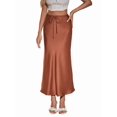 thumbnail image 2 of Skirt for Women Elegant High Waisted A Line Satin Skirts Midi Bodycon Skirt Brown XL, 2 of 9
