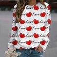 thumbnail image 2 of Gibobby Sudaderas para mujer Suéter de temperamento informal de manga larga con cuello redondo y estampado de amor para el día de San Valentín para mujer (Blanco, S), 2 of 4