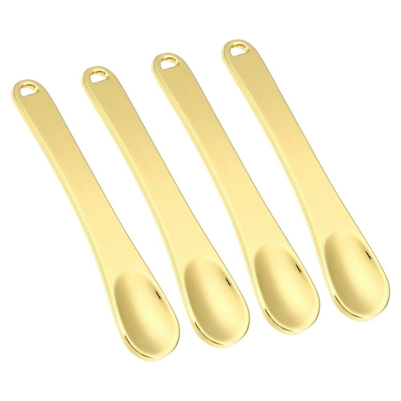 Unique Bargains 4 Pcs Makeup Spatula Mini Spoon for Facial Cosmetic Face Cream Zinc Alloy 2.32"x0.46" Gold Tone