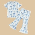thumbnail image 7 of BRGZLK Toddler Baby Girl Clothes Summer Fashion Casual Cute Outfits Short Sleeve T Shirt Tops Bell Bottom Pant Kids Ribbed Outfit, 7 of 7
