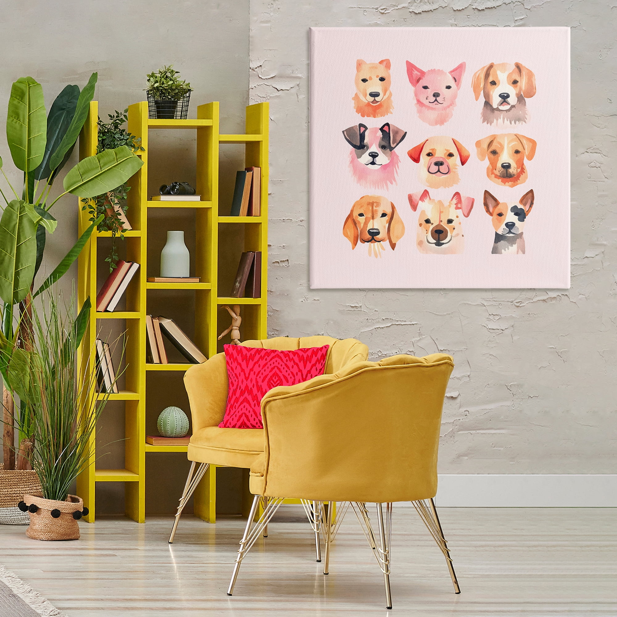 Stupell Industries Whimsy Dog Parade Animals Painting Wrapped Canvas Art Print Wall Art, 36 x 36