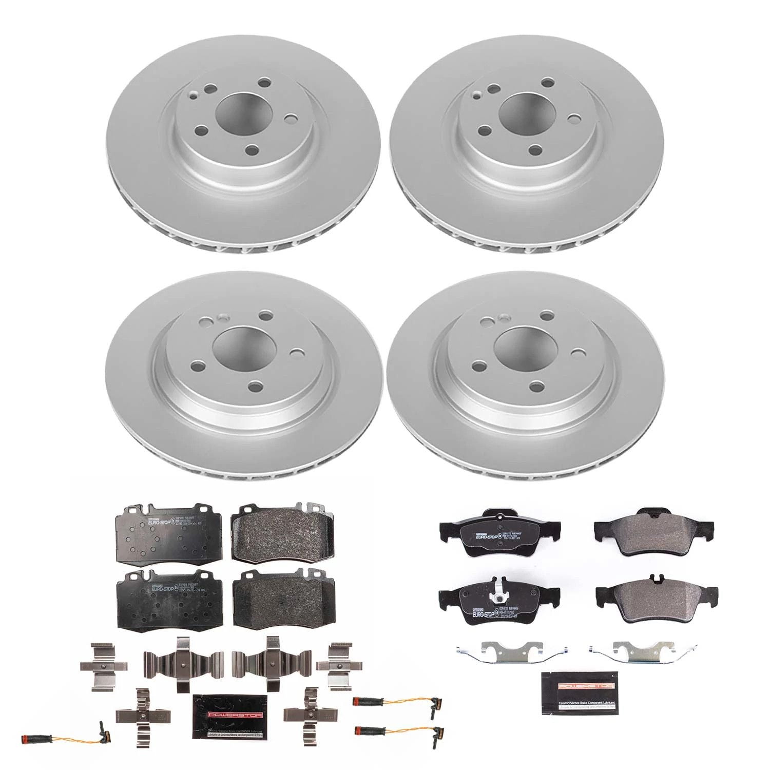 Power Stop Front and Rear Euro-Stop ECE-R90 Certified Brake Pad and Rotor Kit ESK6751