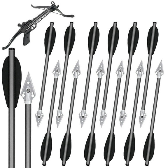 EROCK 12Pc 6.3" Pistol Crossbow Bolts Aluminium Crossbow Arrows with Broadhead Hunting