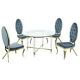 thumbnail image 1 of Ensemble de Salle à Manger 5 Pièces avec Table en Verre Circulaire et Accents en Acier Inoxydable Dorés, 1 of 4