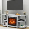 thumbnail image 5 of 48" Electric Fireplace Tv Stand Up to 55" TVs with 18" Electric Fireplace, Entertainment Media Stand with Open Shelves and Storage Cabinets for Living Room, Bedroom (Gray), 5 of 9