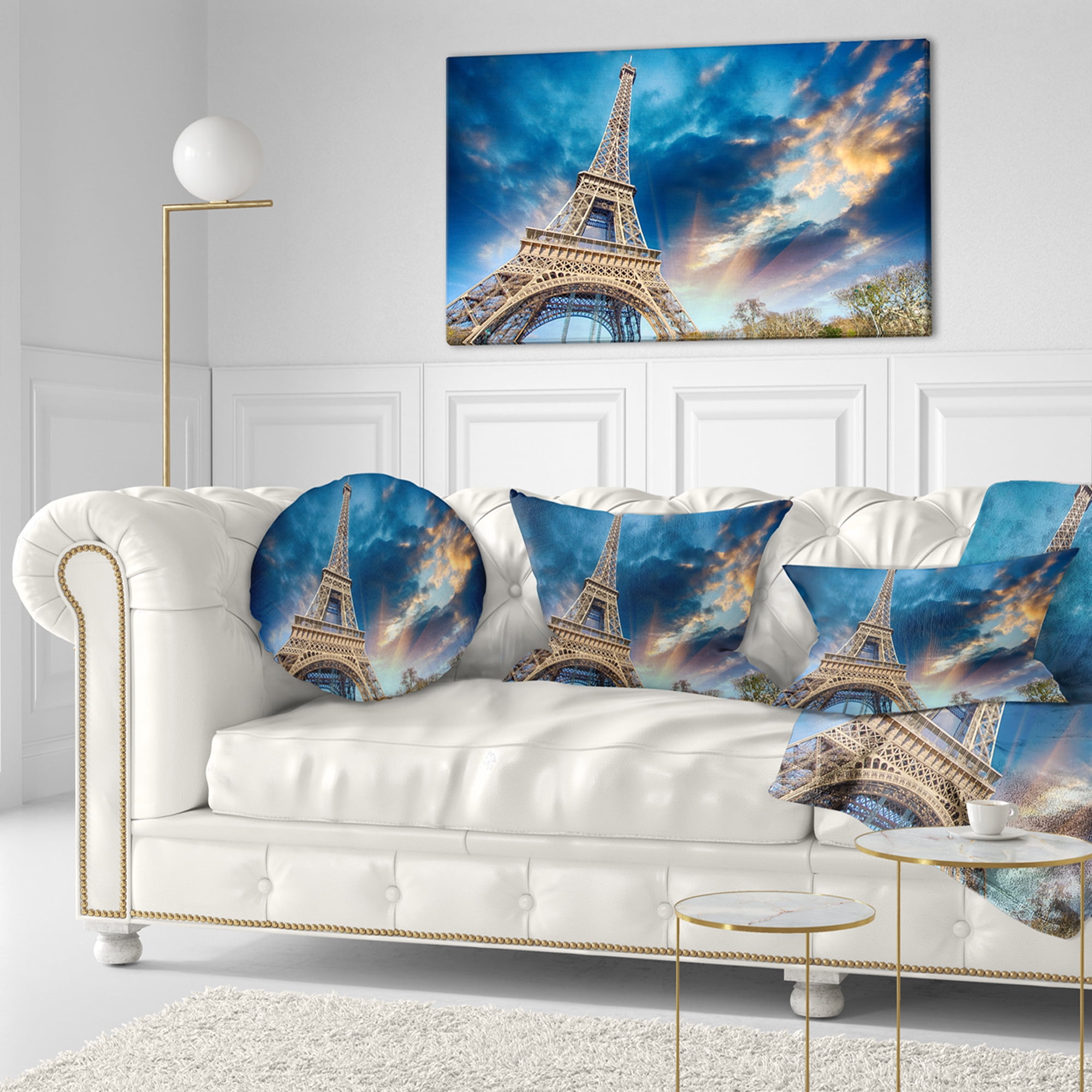 Designart 12" x 20" Blue Polyester Throw Pillow