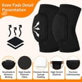 thumbnail image 3 of Rodilleras Opvixi, 2 pares, suaves, negras, para protección deportiva, 3 of 7