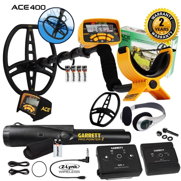 Garrett ACE 400 Metal Detector w/ Z-Lynk Wireless Audio System & Propointer II