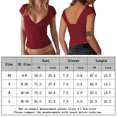 thumbnail image 2 of Blusas Cortas Camiseta informal para mujer, a la moda, con cuello en V, para ir de compras (vino rojo XL) Cgtredaw para Mujer Vino rojo T XXL, 2 of 7