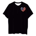 thumbnail image 4 of Camiseta de Cuello Redondo Impresa Delantera Y Trasera Del Día de la Independencia de las Mujeres, Tops Cortos Casuales para las Mujeres, 4 of 5