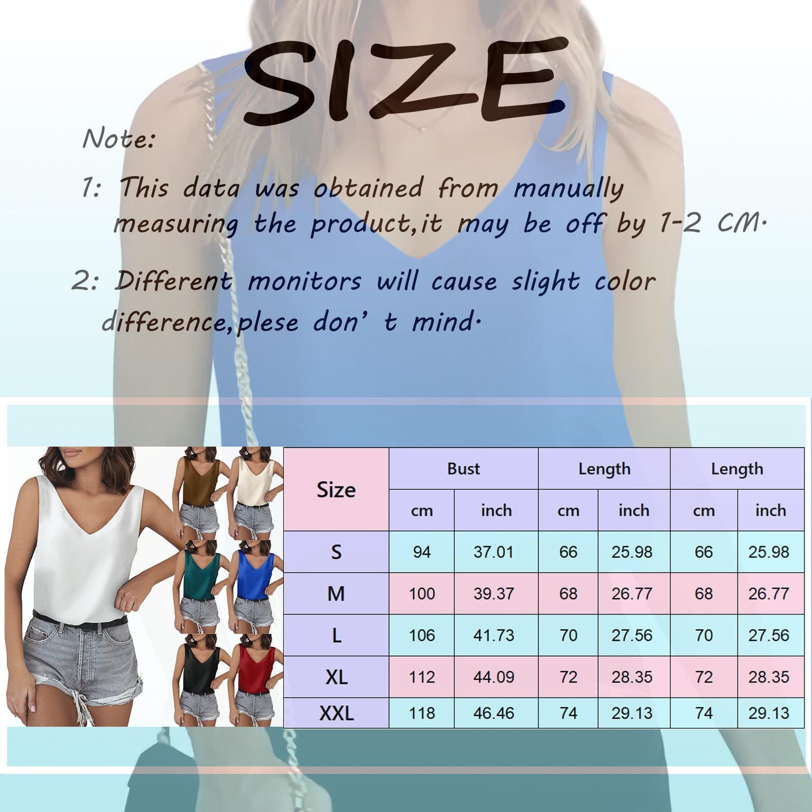 Rigardu Tank Tops For Women V Neck Silk Summer Satin Sleeveless Blouse Basic Camisole Shirts Beige+L
