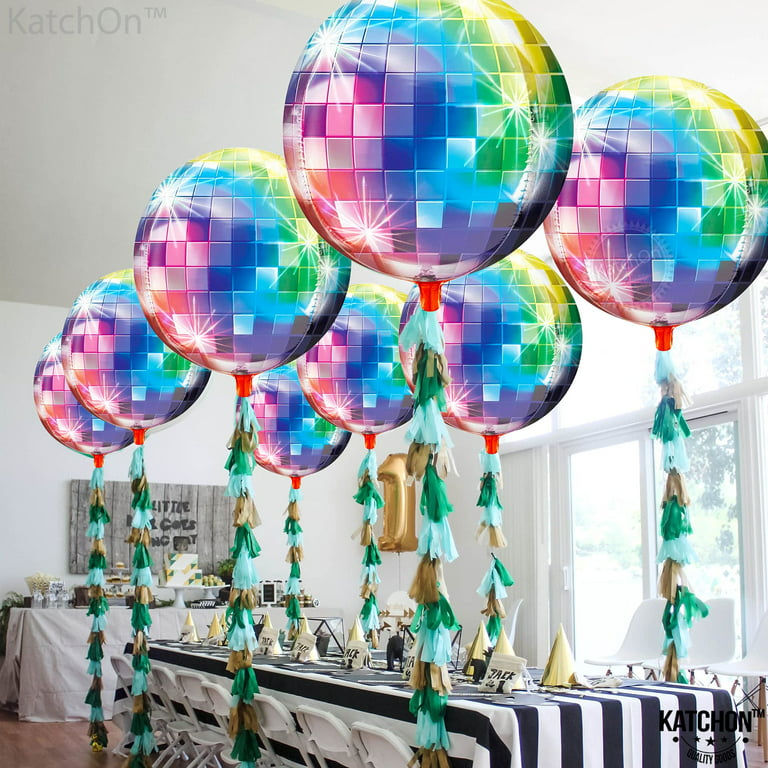 Big Gold Disco Ball Balloons - 22 Inch, Pack of 6, Disco Party Decorations