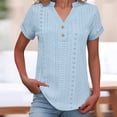 thumbnail image 2 of JWSVBF Short Sleeve Tops for Women V Neck Women's Blouses 2026 Springs Summer Fashion Clothing Breathable Soft Womens Clothes Light Blue, 2 of 9