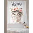 thumbnail image 3 of Watercolor Cat Sheer Curtains 2 Panels Set Garland Welcome Lihgt Filtering Rod Pocket Voile Drape, Semi Sheer Window Curtains for Bedroom Living Room, 52"x63", 3 of 5
