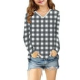 thumbnail image 5 of bbymog Girls' Tops, Tees & Blouses Fashion Plaid V-Neck Tshirts Casual Long Sleeve Shirts for Girls Dark Gray E 9 Years, 5 of 8