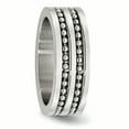thumbnail image 4 of Chisel Stainless Steel 8mm Double Row Beaded Brushed and Polished Wedding Band Size 11.5  Men, 4 of 7