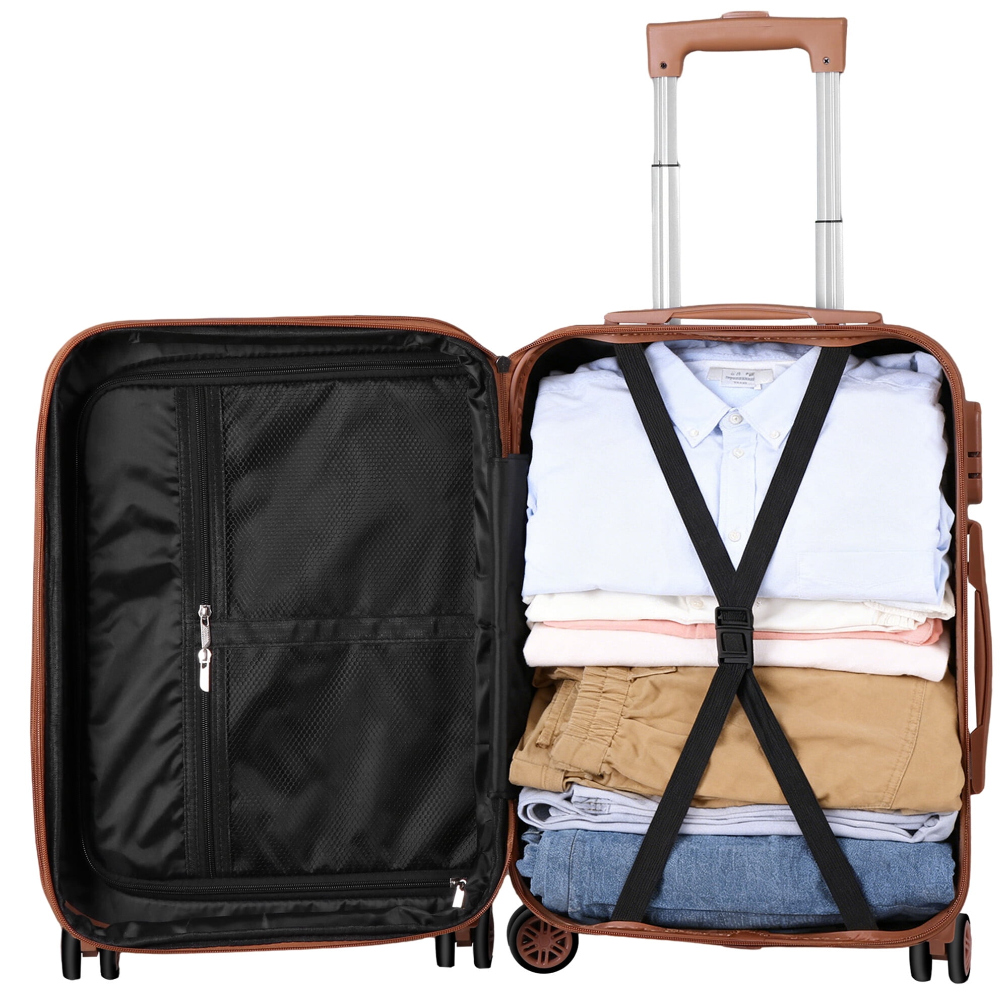 ZENSTYLE 21" Height Hardside Expandable Suitcase Luggage with Spinner Wheels White
