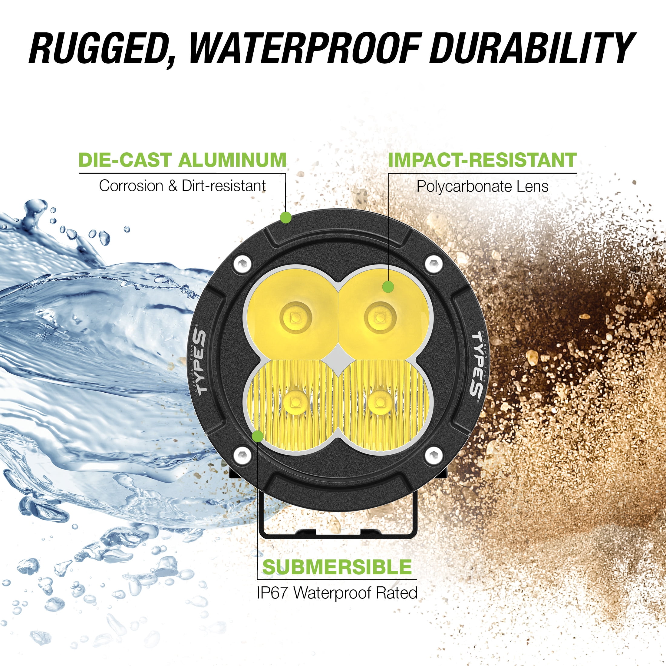 TYPE S Elevate 3.5 inch Spot Beam Round Pod Light Set and Harness Kit - DOT Compliant - 4,360 Total Raw Lumens, Waterproof, Die-Cast, Off Road Lights, Truck, Jeep, UTV, ATV, SUV, 2 Pack