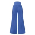 thumbnail image 6 of Womens Cotton Linen Wide Leg Palazzo Pants Boho Elastic High Waist Baggy Trousers Fashion Ruffle Tiered Smocked Pants, XL, 6 of 8