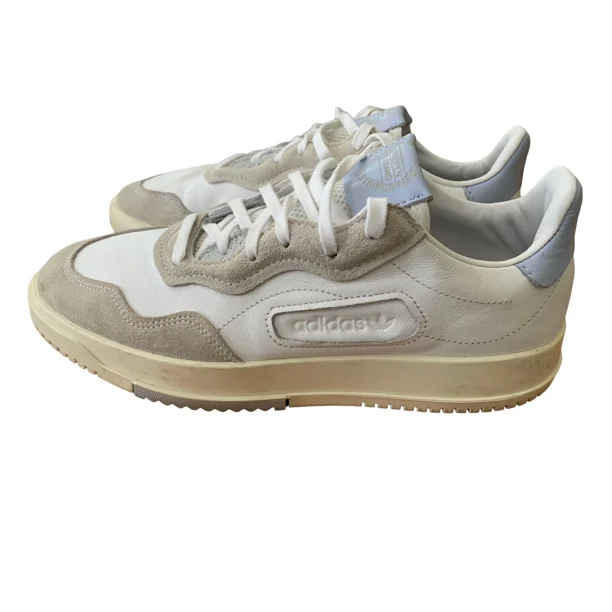 Ad-id-as Men's Athletic Shoe Sneaker 9.5 White with Gray Lace Up Suede Toe Comfort