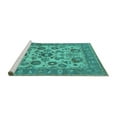 thumbnail image 2 of Ahgly Company Machine Washable Indoor Square Oriental Turquoise Blue Industrial Area Rugs, 3' Square, 2 of 4