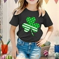 thumbnail image 2 of Toddler Girls Tops & T-Shirts Kid Cute Saint Patrick'S Day Round Neck Short Sleeve Summer Casual Pullover T Shirts Daily-Wear,Black,3-4 Years, 2 of 5