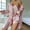 Pink, variant on Women's 3pcs Satin Pajamas Set Cami Top and Shorts Sleepwear PJs Set with Robe Comfort Sleepwear