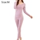 thumbnail image 2 of Conjunto de ropa interior térmica larga para mujer, 2 piezas, forro polar, parte superior e inferior, pijama, morado, 2 of 6