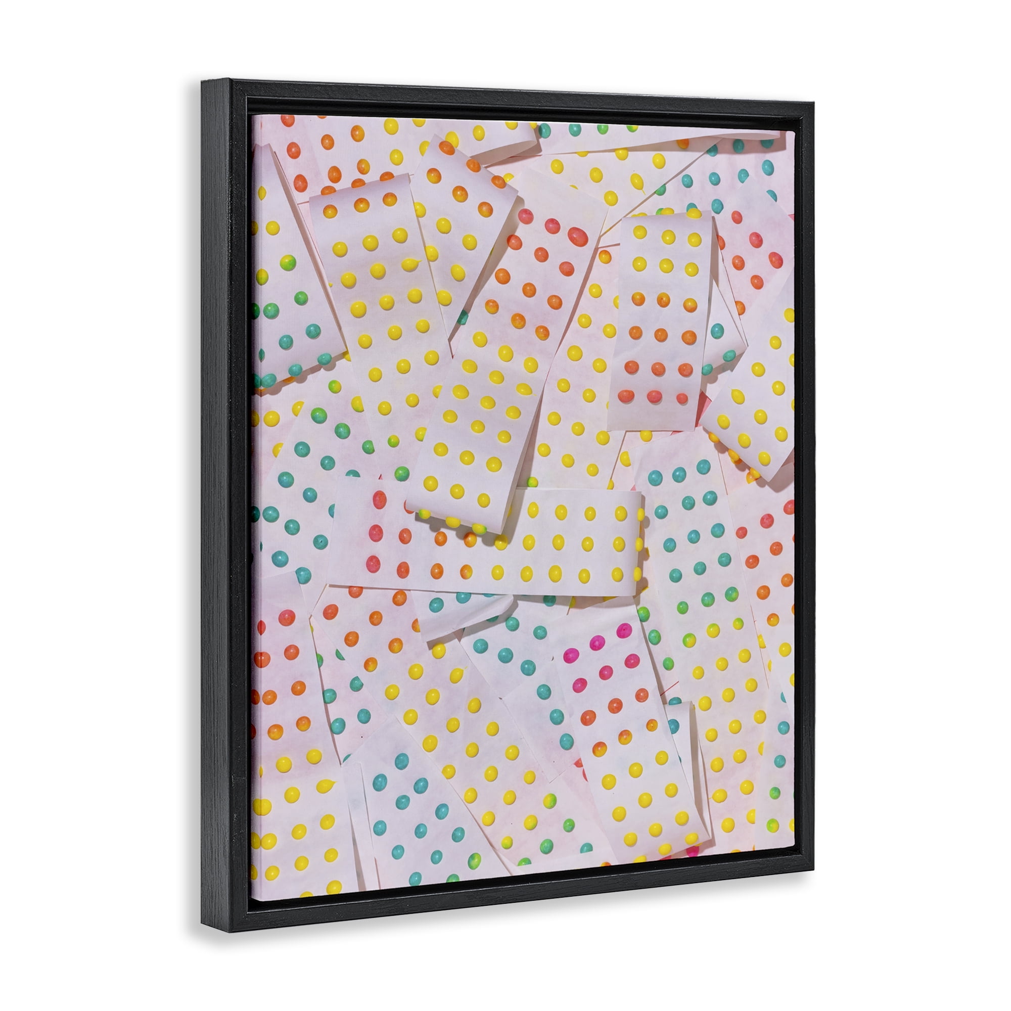 Stupell Industries Retro Color Candy Dots Black Framed Floater Canvas Wall Art, design by LISH Creative