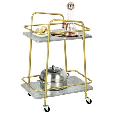 Topcobe 2-tier Kitchen Rolling Cart with Steel Frame and Lockable Casters, Portable Kitchen Carts on Wheels with Storage, Gray