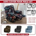thumbnail image 5 of BrioTek Set of 4 High Stretch Recliner Cover 1 Seat Soft Sofa Slipcover Printed Reclining Chair Cover with Side Pocket Furniture Protector for Single Seat Sofa and Couch, 5 of 9