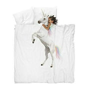 Snurk Full Queen Duvet Cover and Pillowcase Set for Kids and Teens 100% Cotton Soft Cover - Unicorn Duvet Cover and Pillowcase