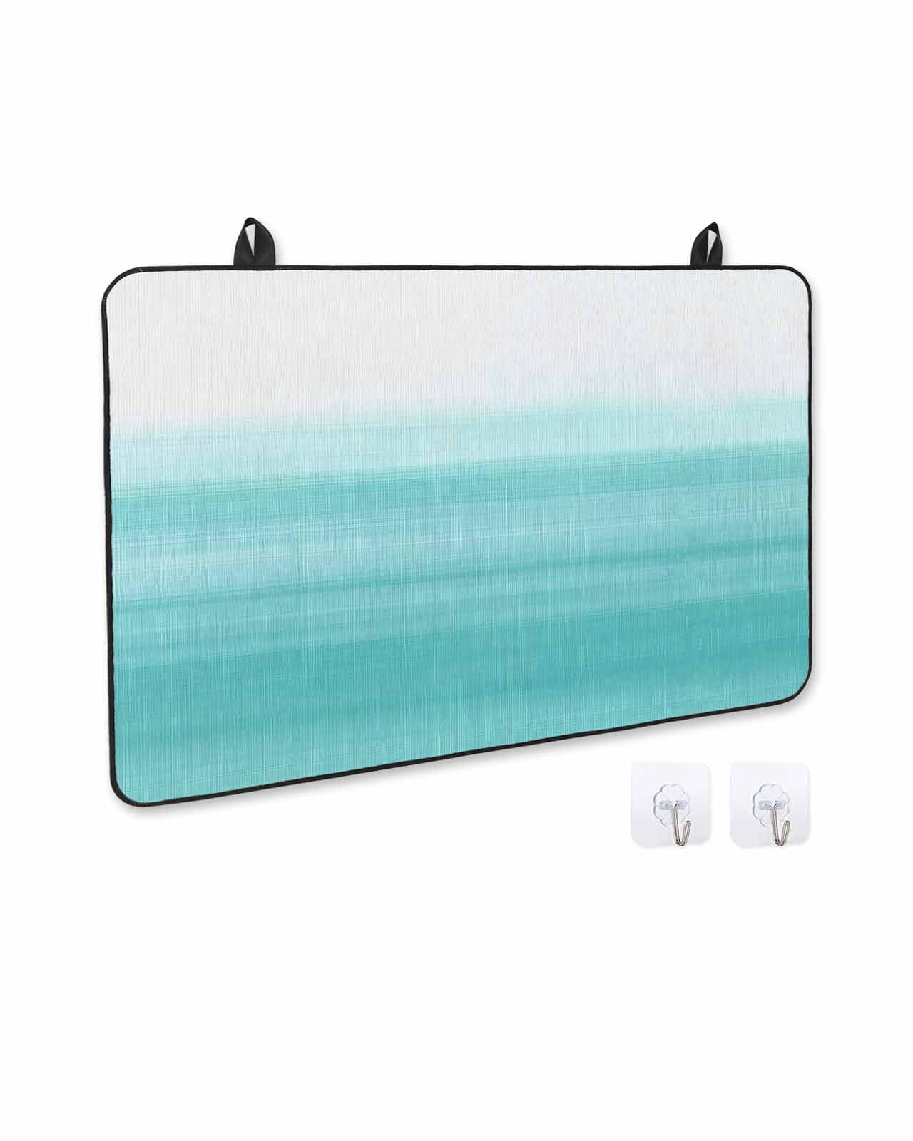 nqOlkjepod Large Induction Cooktop Protector Mat 24"x21", Aqua White Ombre Stove Top Covers for Electric Stove, Chic Modern Funny Abstract Striped Art Stove Burner Cover Mats, Glass Top Stove Cover