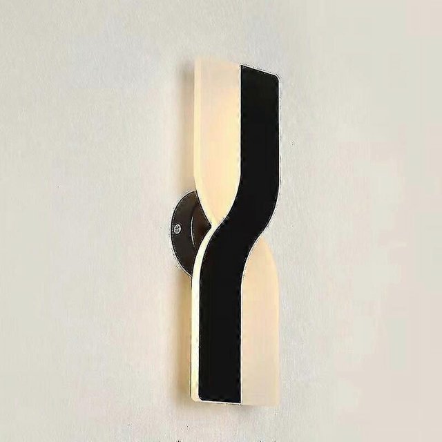LED Wall Light, 12W LED Wall Lamp, Modern Decoration Lighting LED Wall Light Fixture for Living Room, Bedroom, Corridor Warm WhiteBlack 3000k
