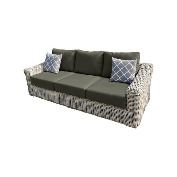 Hawaii Three-Tone Wicker Gray/Off White/Beige Sofa in Gray Cushion