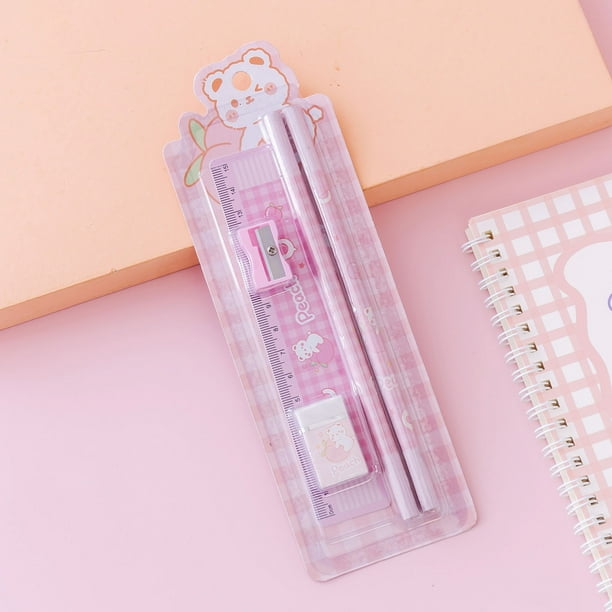 yuehao office craft stationery cute stationery set pencil eraser ruler sharpener school supplies