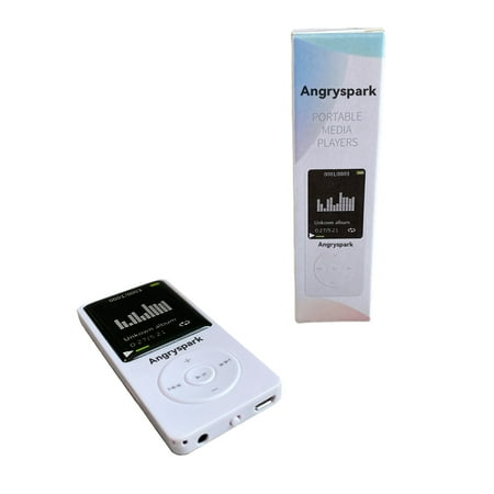 Angryspark Portable media players, Portable Mp4 Player Digital Audio Player with HD Speaker FM Radio, White
