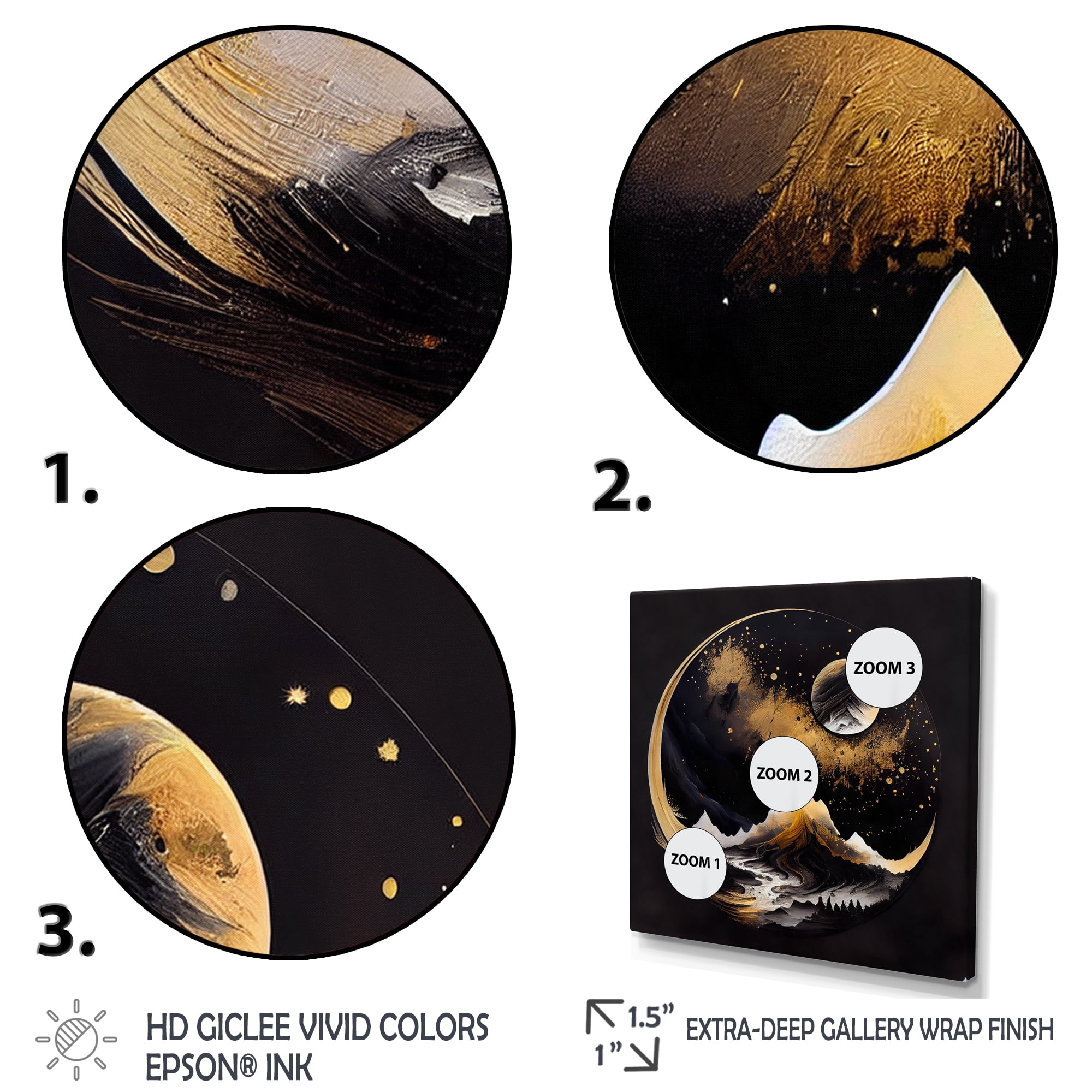 Designart Black And Gold Mountain Landscape III Canvas Wall Art