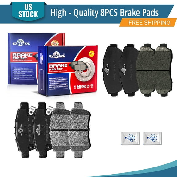 YXPCARS 8PCS Brake Pads(D1521 D1088), Front & Rear Ceramic Pads for Honda Odyssey 2005-2010 All Models