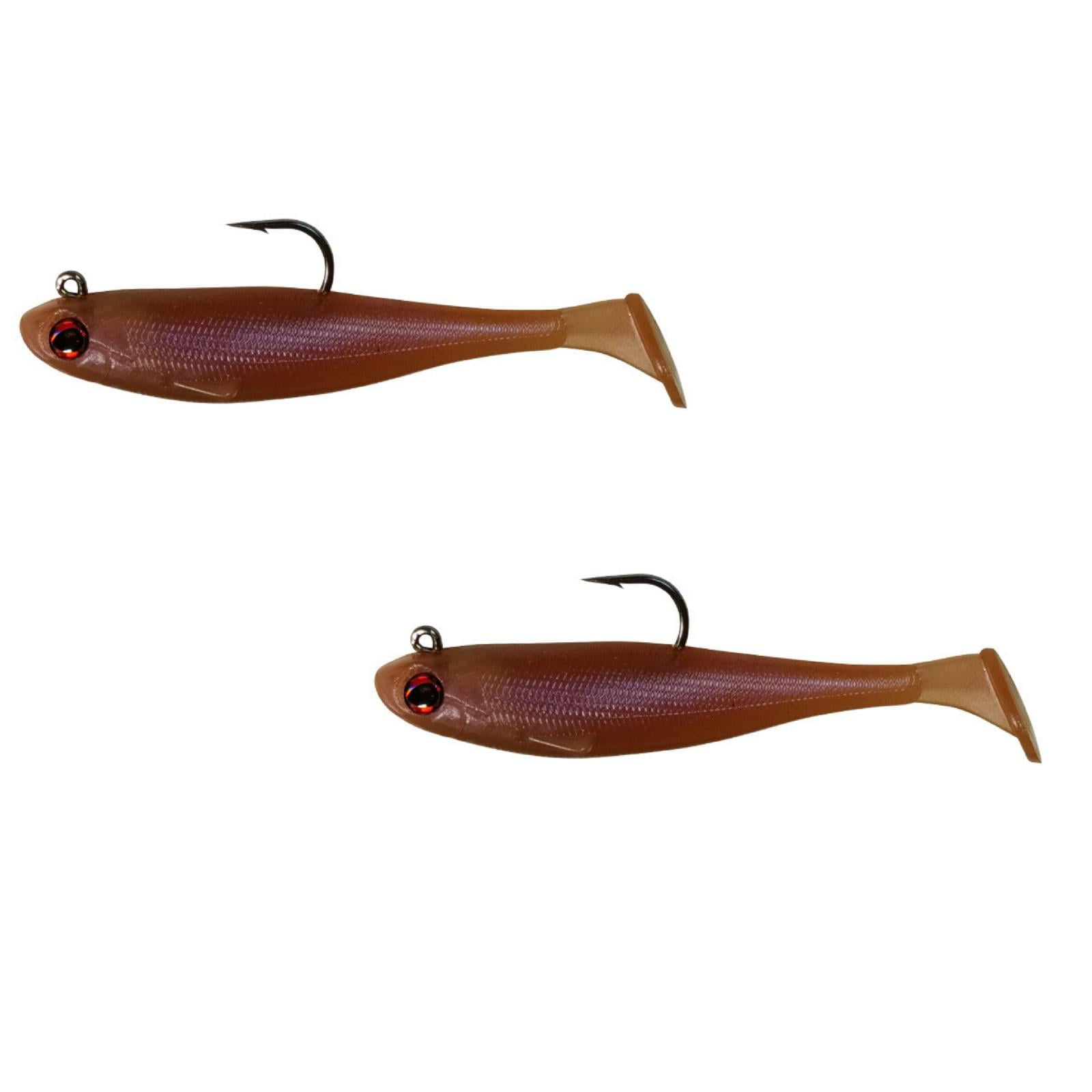 2 Pcs Soft Swimbait Lures Pre-Rigged Paddle Tail Fishing Baits Realistic Vibration Slow Sinking Action for Bass Trout Crappie Walleye Saltwater Freshwater River Lake Fishing 3.54
