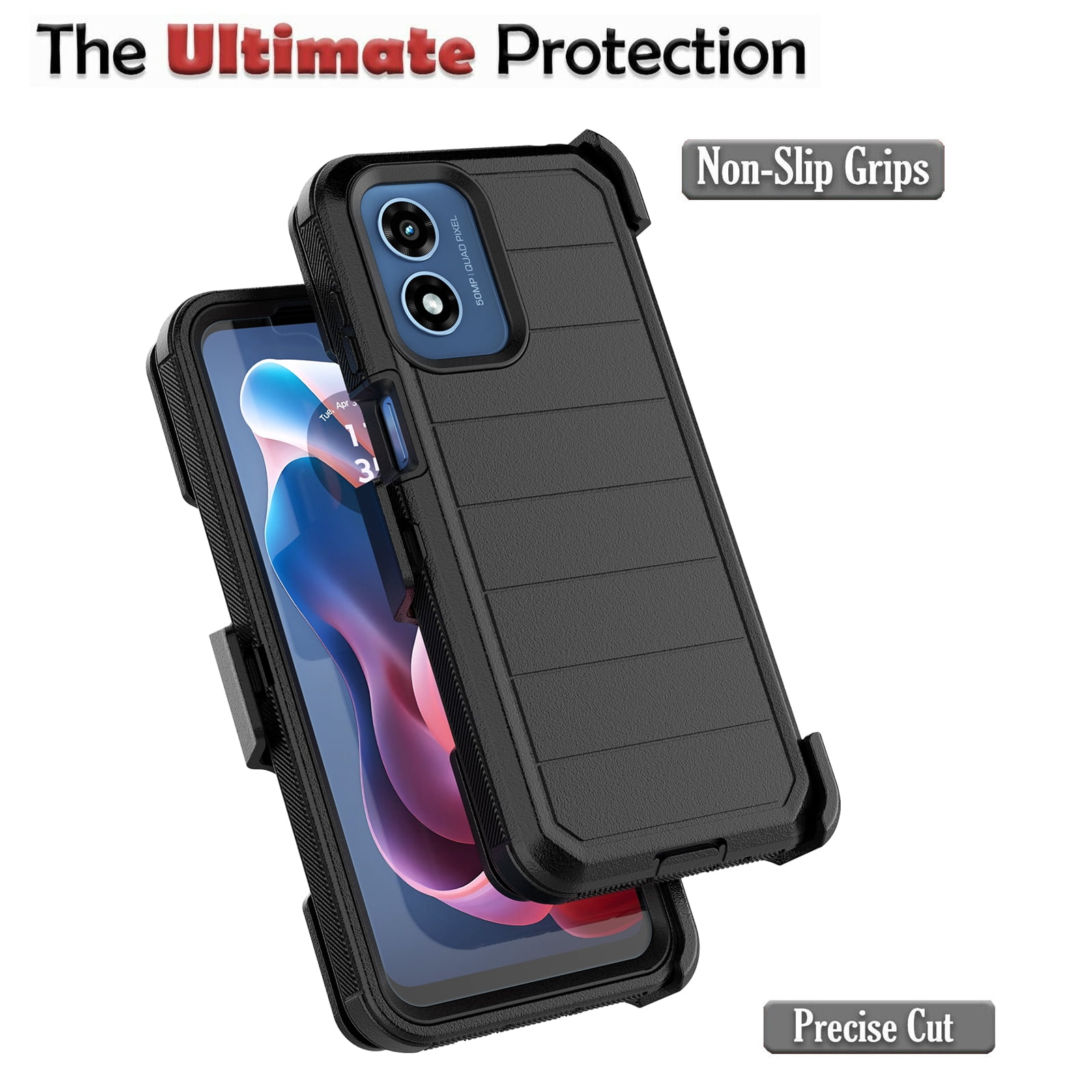 Motorola Moto G Play 2024 Case With Belt Clip - Heavy Duty Military Protection In Red