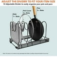 thumbnail image 7 of Expandable Pot and Pan Organizer Rack, 10 Dividers Adjustable Pan Lid Organizer Rack Holder Kitchen Pot and Pan Organizer for Cabinet Pantry Bakeware Holder Organization and Storage, 7 of 7