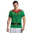 thumbnail image 1 of Hombre Camiseta Papá Noel Estampados Gráficos Cuello Barco Estampado 3D Al aire libre Navidad Manga Corta Estampado Ropa Deportes Casual, 1 of 4