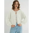 thumbnail image 3 of Bow-Knot Cardigan Sweaters for Women Trendy 2025 Fall Winter Open Front Long Sleeve Button Down Cropped Lady Jacket White L, 3 of 5
