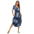 thumbnail image 3 of Chemises de Nuit à Manches Courtes pour Femmes, Col en V, Longueur Complète, Grande Taille, 3 of 5