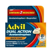 Angle View: Advil Dual Action Pain Relievers for Back Pain Relief Tablet, 250Mg Ibuprofen and 500Mg Acetaminophen, 18 Count