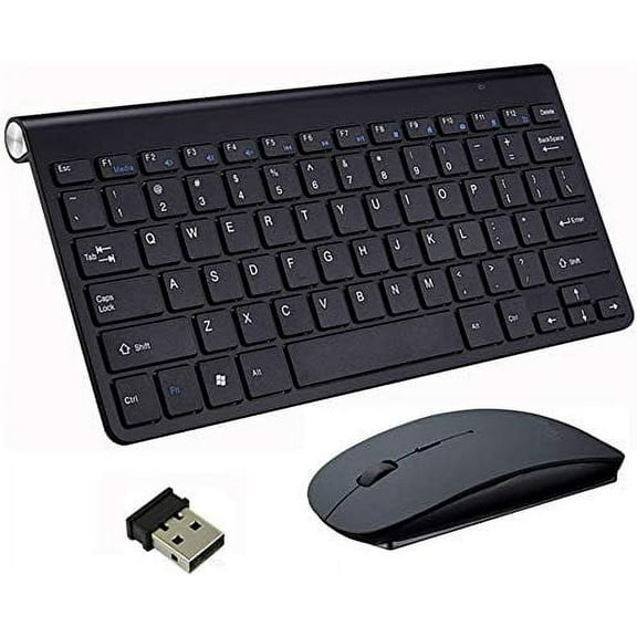Wireless Computer Keyboard and Mouse Set, DINOWIN Ultra Thin Low Profile Wireless Keyboards and Mouse Combo Aluminum Base for PC Laptop Windows