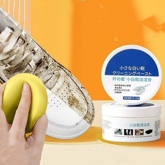 Shoe Cleaner Under 5 ! Yannianjz White Shoe Cleaner Shoe Cleaning Paste Sneaker Cleaner for Leather Canvas Synthetic Shoes Easy Application Built-in Sponge Stain Remover Travel Size