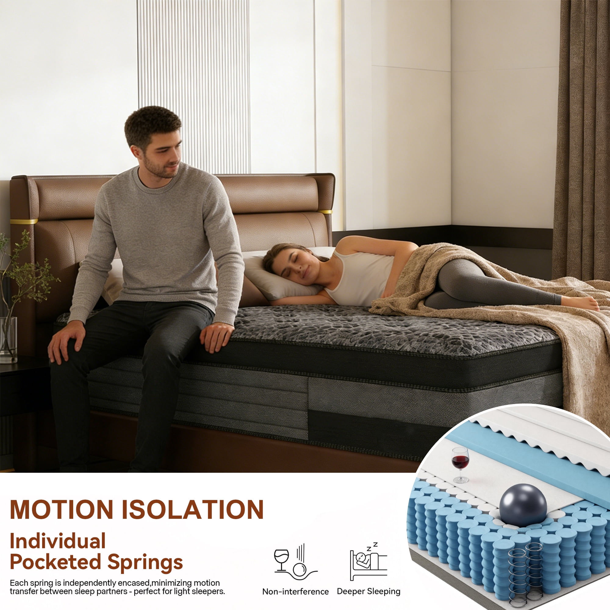 14 inch Twin Mattress,Memory Foam Hybrid Twin Mattress in a Box with Pocket Springs, Pressure Relief & Motion Isolation, CertiPUR-US Certified, Medium Firm