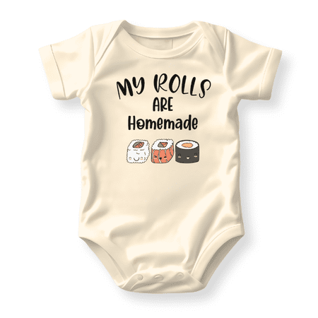 My Rolls are Homemade Sushi Shirt Premium Custom Baby Clothes Unisex Baby Announcement Gift for Mom Newborn Outfit 0-3m Natural